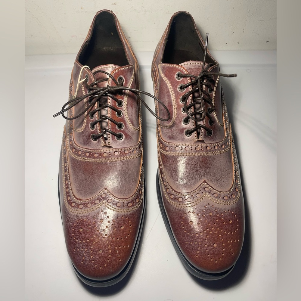 Mens leather Oxford Alexander Hotto shoes colors brown made in italy sz 44